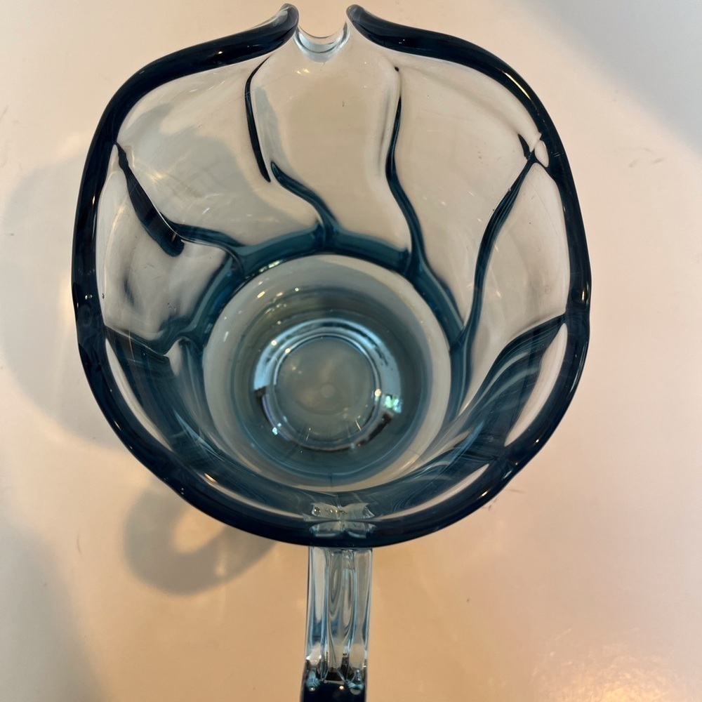 Vintage Fostoria Jamestown Blue Glass Pitcher - Picture 6 of 13